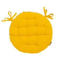 Galette De Chaise|EMINZA Coussin de chaise rond coton (40 cm) Pixel Jaune moutarde