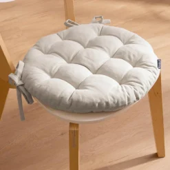 Galette De Chaise|EMINZA Coussin de chaise rond coton (40 cm) Pixel Beige