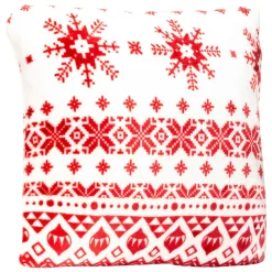 Plaid, Coussin Et Tapis De Noël|JJA Coussin de Noël carré (40 x 40 cm) Flocons de neige et blanc Rouge
