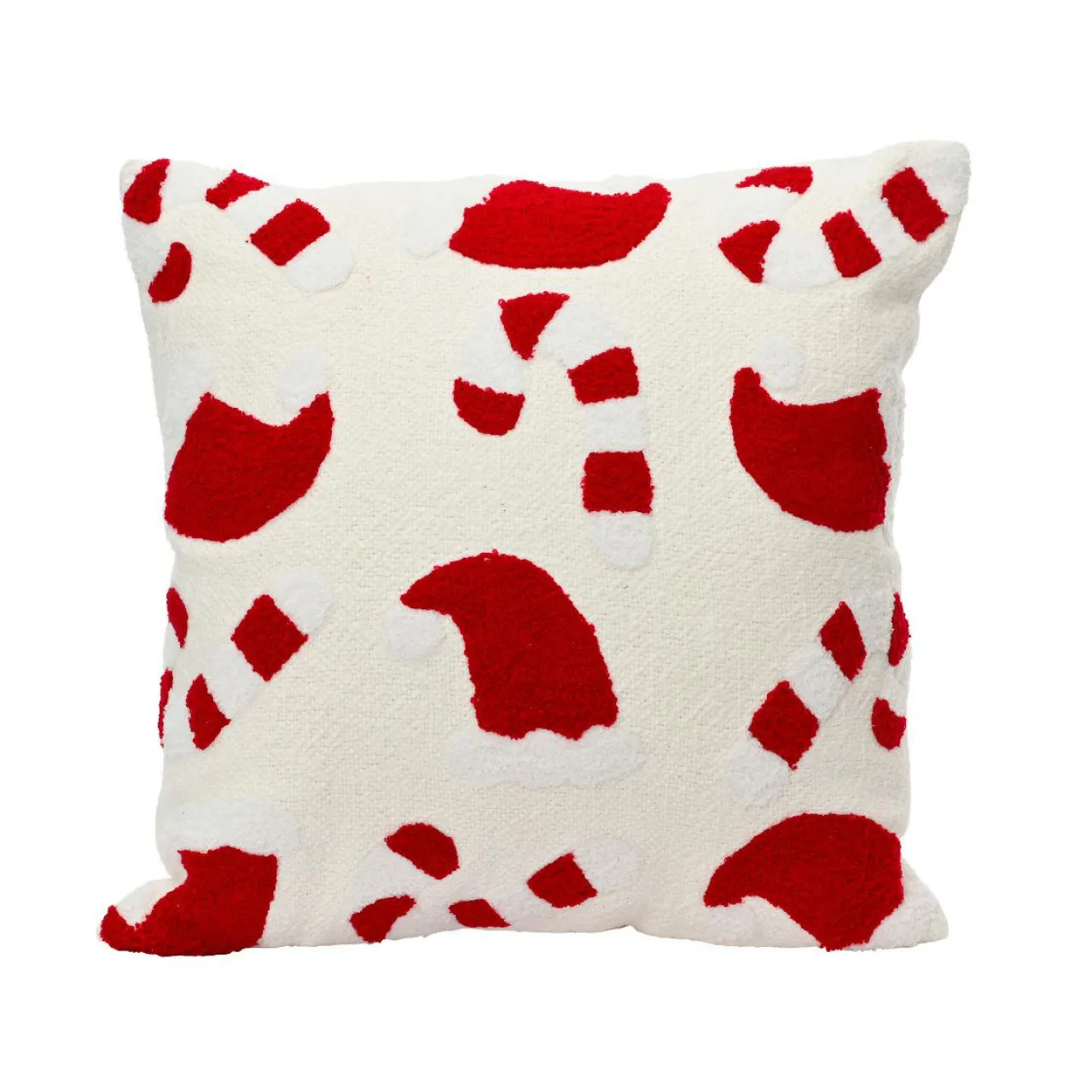 Plaid, Coussin Et Tapis De Noël|KAEMINGK Coussin de Noël carré coton (45 x 45 cm) Sucre d'orge et Blanc Rouge