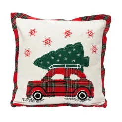 Plaid, Coussin Et Tapis De Noël|KAEMINGK Coussin de Noël carré coton (45 x 45 cm) Christmas Tartan Rouge