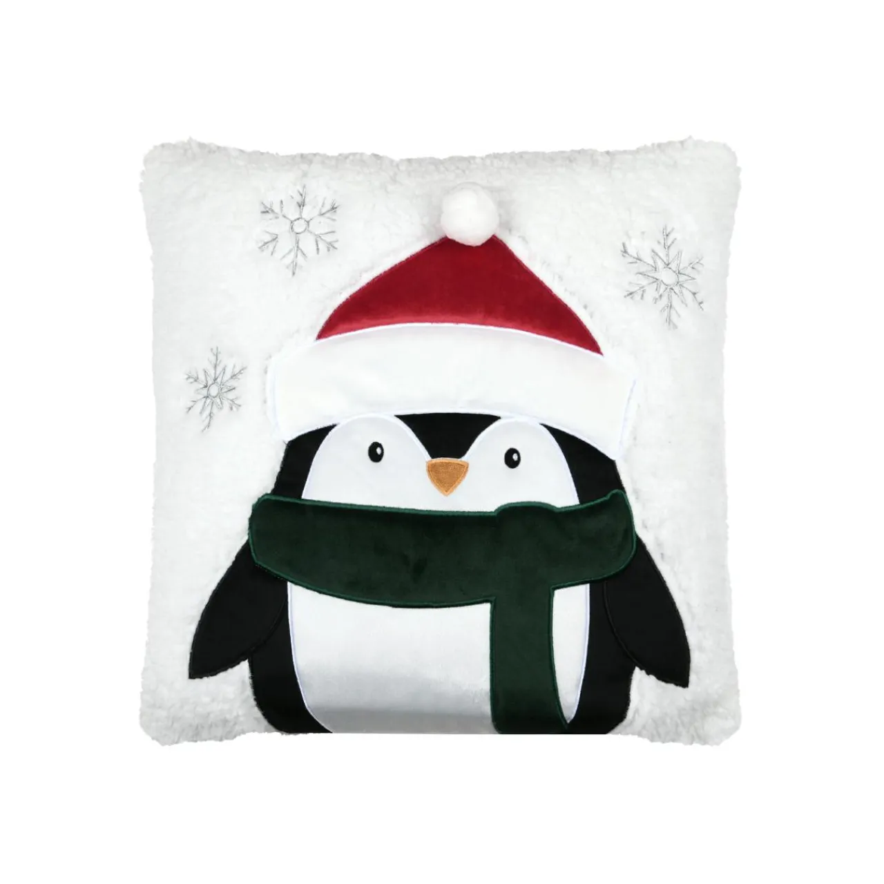 Plaid, Coussin Et Tapis De Noël|STOF Coussin de Noël carré velours (45 x 45 cm) Edgard Pingouin Blanc