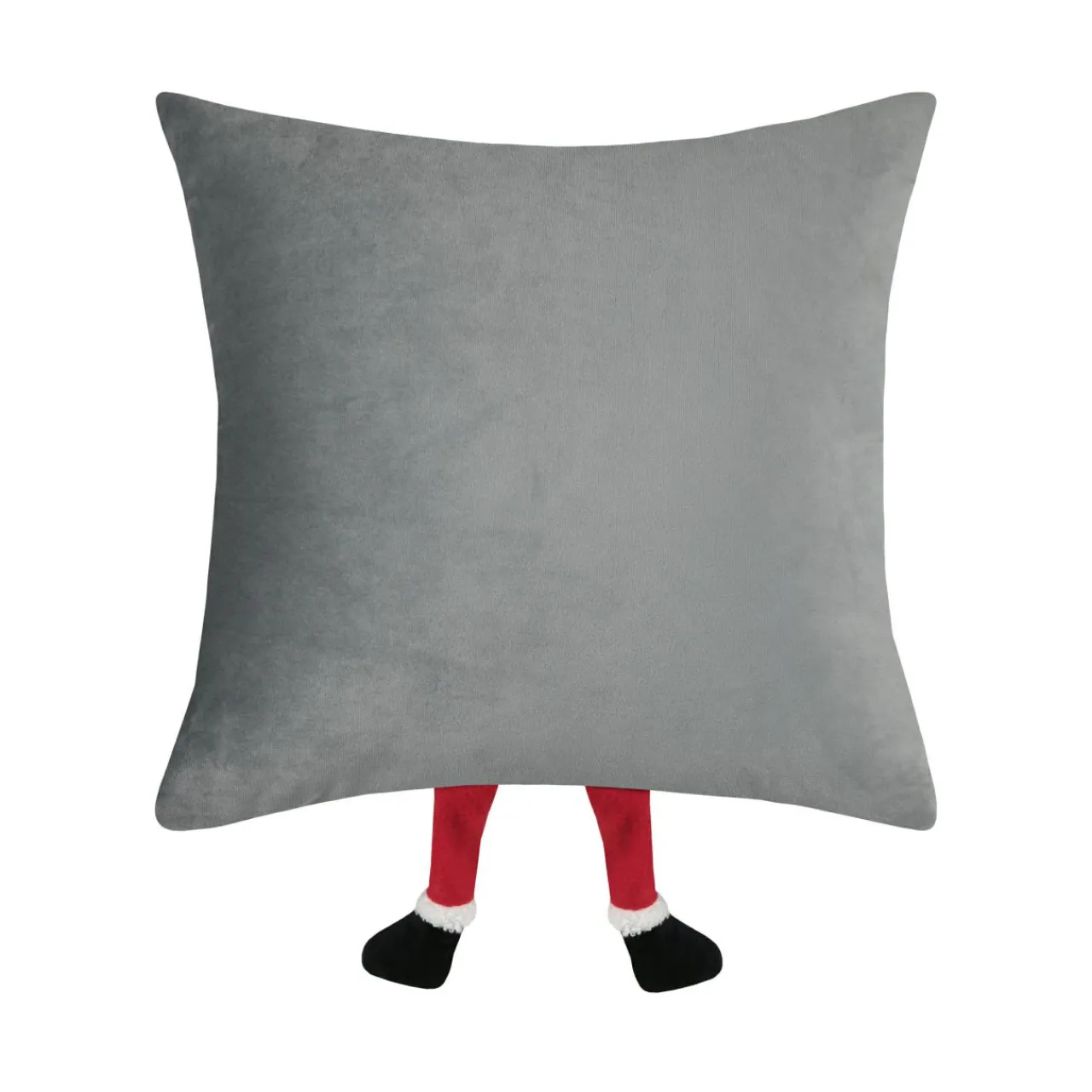 Plaid, Coussin Et Tapis De Noël|STOF Coussin de Noël carré velours (40 x 40 cm) Edgard lutin Gris