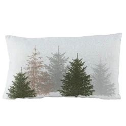 Plaid, Coussin Et Tapis De Noël|KAEMINGK Coussin de Noël rectangulaire (30 x 50 cm) Forêt de sapins Gris