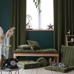 Coussin De Sol|EMINZA Coussin de sol carré velours de coton (50 x 50 cm) Victor thym Vert