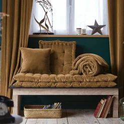 Coussin De Sol|EMINZA Coussin de sol carré velours de coton (50 x 50 cm) Victor Camel