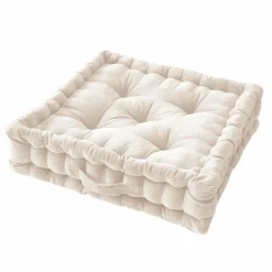 Coussin De Sol|EMINZA Coussin de sol carré velours de coton (50 x 50 cm) Victor pampa Beige