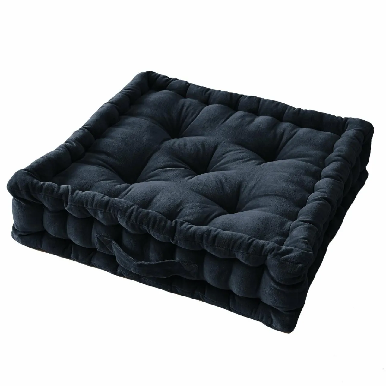 Coussin De Sol|EMINZA Coussin de sol carré velours de coton (50 x 50 cm) Victor Bleu nuit
