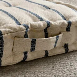 Coussin Déco D'Extérieur|Coussin Déco D'Extérieur|EMINZA Coussin de sol extérieur toile de coton (45 x 45 cm) Ocealys Bleu marine