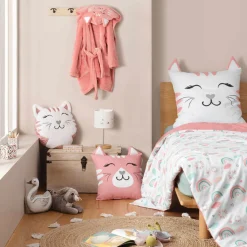 Coussin Et Plaid Enfant|Coussin Et Plaid Enfant|douceur d'intu017drieur Coussin enfant carré (40 x 40 cm) Chatchat Rose