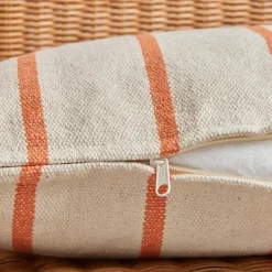 Coussin Déco D'Extérieur|Coussin Déco D'Extérieur|EMINZA Coussin extérieur carré toile de coton (50 x 50 cm) Ocealys Corail Orange