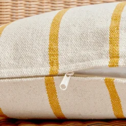 Coussin Déco D'Extérieur|Coussin Déco D'Extérieur|EMINZA Coussin extérieur carré toile de coton (50 x 50 cm) Ocealys Jaune moutarde