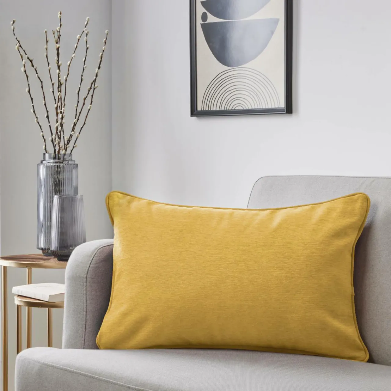 Coussin Et Housse|EMINZA Coussin rectangulaire (40 x 60 cm) Minuit Jaune ocre