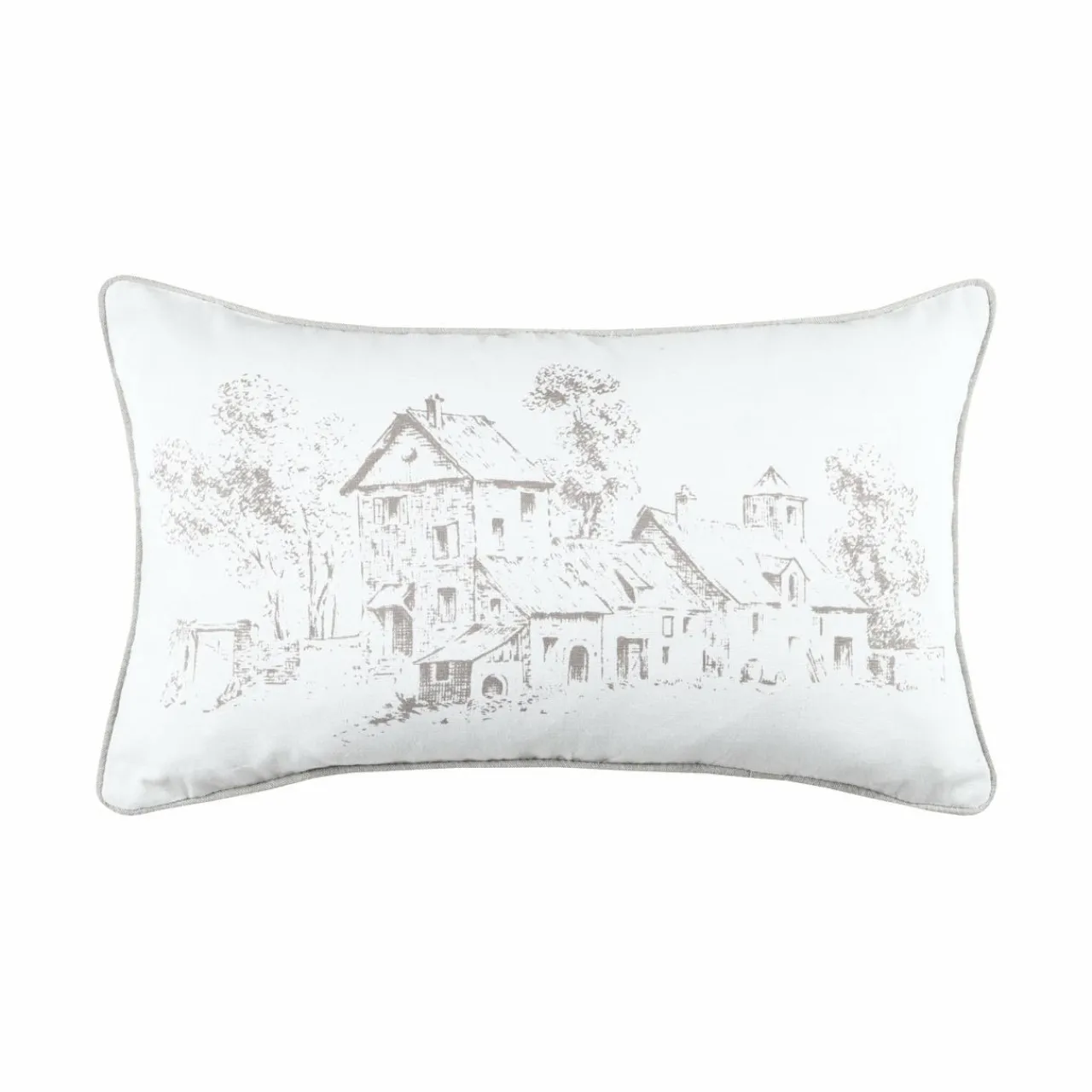 Coussin Et Housse|LOVELY CASA Coussin rectangulaire coton (50 cm) Sophie Ecru