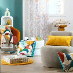 Coussin Et Housse|STOF Coussin rectangulaire coton (30 x 50 cm) Blokken Jaune moutarde