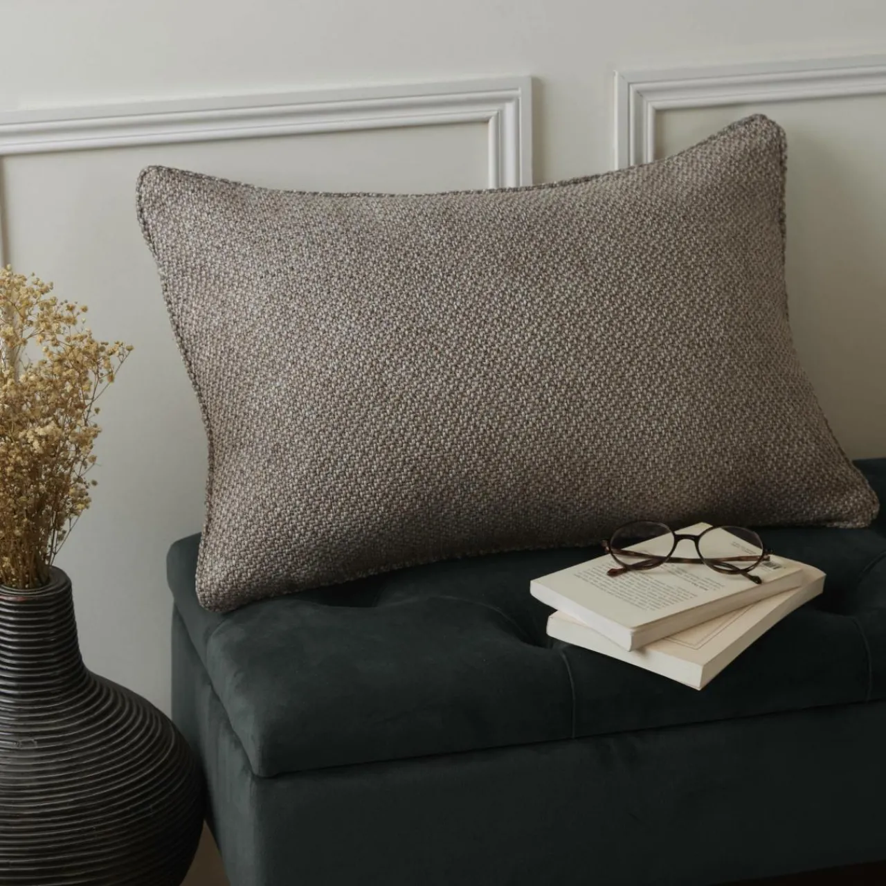 Coussin Et Housse|EMINZA Coussin rectangulaire effet chiné (40 x 60 cm) James galet Gris