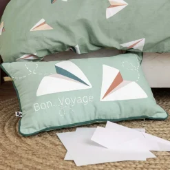 Coussin Et Plaid Enfant|Coussin Et Plaid Enfant|L'EFFET PAPILLON Coussin rectangulaire enfant coton (30 x 50 cm) Petits papiers e Bleu