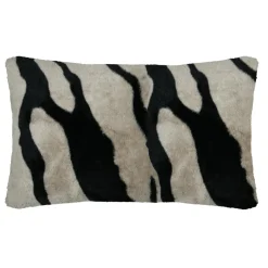 Coussin Et Housse|STOF Coussin rectangulaire fausse fourrure zébre (50 x 80 cm) Fauves Taupe