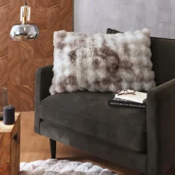 Coussin Et Housse|EMINZA Coussin rectangulaire fausse fourrure (50 x 80 cm) Toronto Taupe