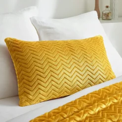 Coussin Et Housse|EMINZA Coussin rectangulaire flanelle (40 x 60 cm) Zag Jaune moutarde