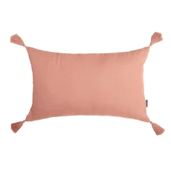 Coussin Et Housse|EMINZA Coussin rectangulaire gaze de coton (40 x 60 cm) Gaïa Rose Pêche