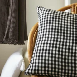 Coussin Et Housse|EMINZA Coussin rectangulaire gaze de coton (40 x 60 cm) Gaïa vichy Noir