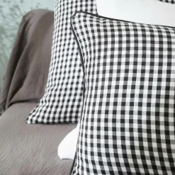 Coussin Et Housse|EMINZA Coussin rectangulaire gaze de coton (40 x 60 cm) Gaïa vichy Noir