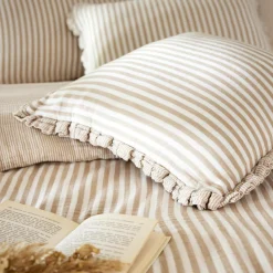 Coussin Et Housse|EMINZA Coussin rectangulaire gaze de coton (40 x 60 cm) Gaïa rayures Ficelle Rayure Ficelle