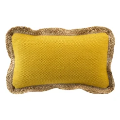 Coussin Et Housse|DOUCEUR D'INTERIEUR Coussin rectangulaire jute et coton (30 x 50 cm) Akina Jaune ocre