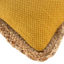 Coussin Et Housse|DOUCEUR D'INTERIEUR Coussin rectangulaire jute et coton (30 x 50 cm) Akina Jaune ocre