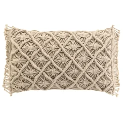 Coussin Et Housse|douceur d'intu017drieur Coussin rectangulaire macramé (30 x 50 cm) Indy Taupe