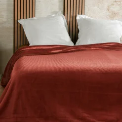 Couvre-Lit Et Édredon|LINDER Couvre lit velours (240 x 260 cm) Gaufré Terracotta