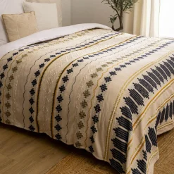 Couvre-Lit Et Édredon|ATMOSPHERA Couvre-lit coton (260 x 240 cm) Ilabay Beige