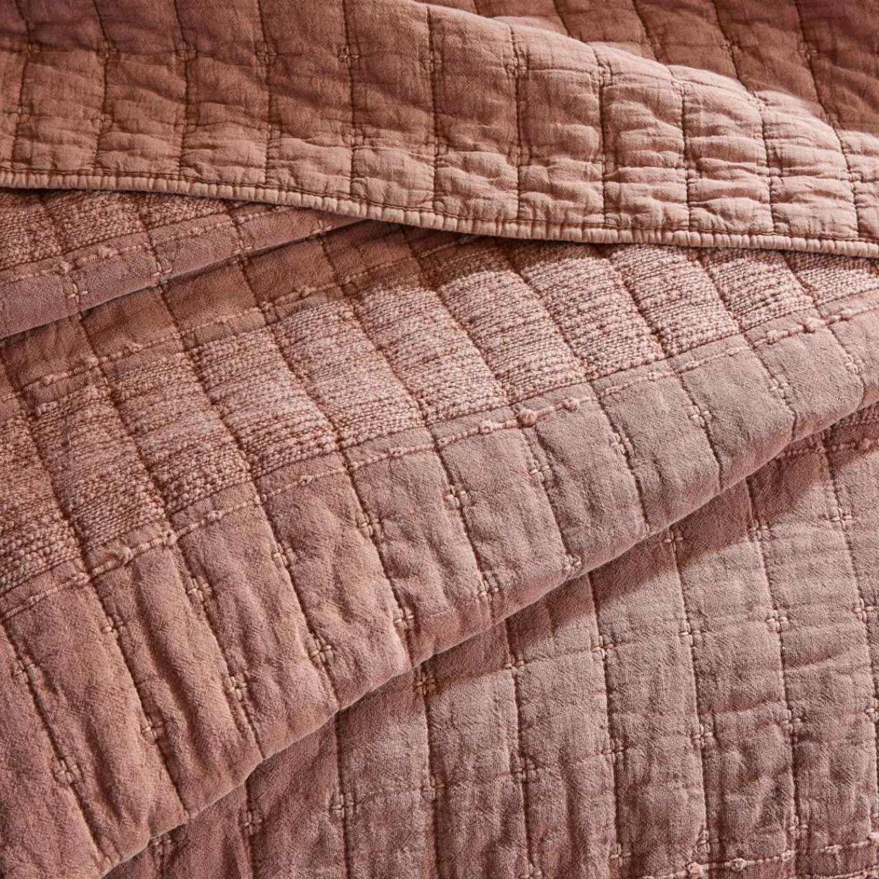 Couvre-Lit Et Édredon|EMINZA Couvre-lit coton matelassé (240 x 260 cm) Lena Terracotta