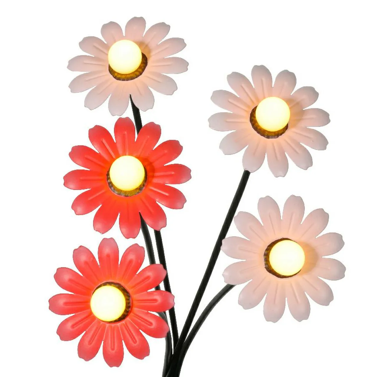 Luminaire Jardin|Eclairage Extérieur|KAEMINGK Décoration lumineuse Solaire à piquer au sol (H60 cm) Marguerites et blanc chaud Rouge
