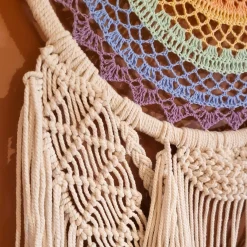 Toile, Cadre, Déco Murale|#N/A Décoration murale macramé (H110 cm) Attrape-rêve Arc-en-ciel Multicolore