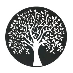 Toile, Cadre, Déco Murale|EMINZA Décoration murale ronde en métal (D60 cm) Arbre de vie Noir