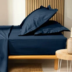 Drap Housse|DOUCEUR D'INTERIEUR Drap housse coton bio (160 x 200 cm) Biolina Bleu nuit