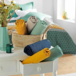 Drap Housse|DOUCEUR D'INTERIEUR Drap housse coton bio (140 x 190 cm) Biolina Bleu nuit