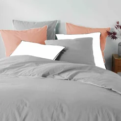 Drap Housse|DOUCEUR D'INTERIEUR Drap housse coton lavé (160 x 200 cm) Linette Gris