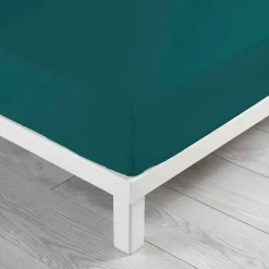 Drap Housse|DOUCEUR D'INTERIEUR Drap housse coton lavé (140 x 190 cm) Linette Bleu pétrole