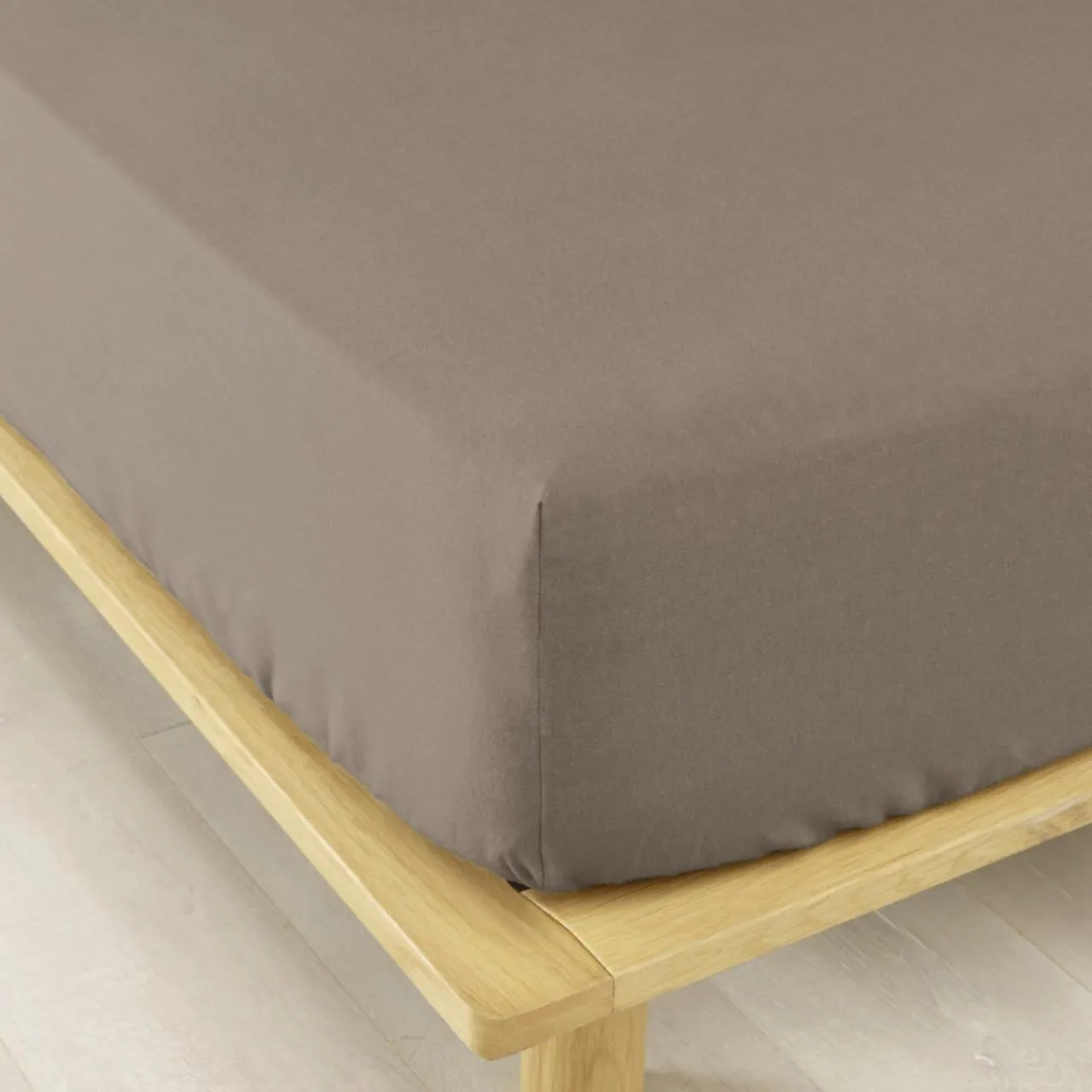 Drap Housse|EMINZA Drap housse flanelle de coton (200 x 200 cm) Nina Ficelle