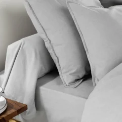 Drap Housse|EMINZA Drap housse flanelle de coton (90 x 190 cm) Théa Gris clair
