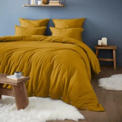 Drap Housse|EMINZA Drap housse flanelle de coton (140 x 190 cm) Nina Jaune ocre