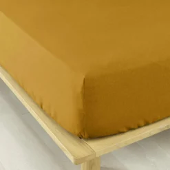 Drap Housse|EMINZA Drap housse flanelle de coton (90 x 190 cm) Nina Jaune ocre