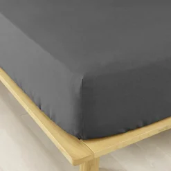 Drap Housse|EMINZA Drap housse flanelle de coton (180 x 200 cm) Nina Gris Anthracite