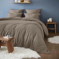 Drap Housse|EMINZA Drap housse flanelle de coton (180 x 200 cm) Nina Ficelle