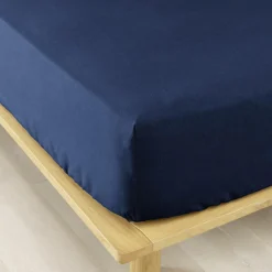 Drap Housse|EMINZA Drap housse flanelle de coton (90 x 200 cm) Nina Bleu nuit