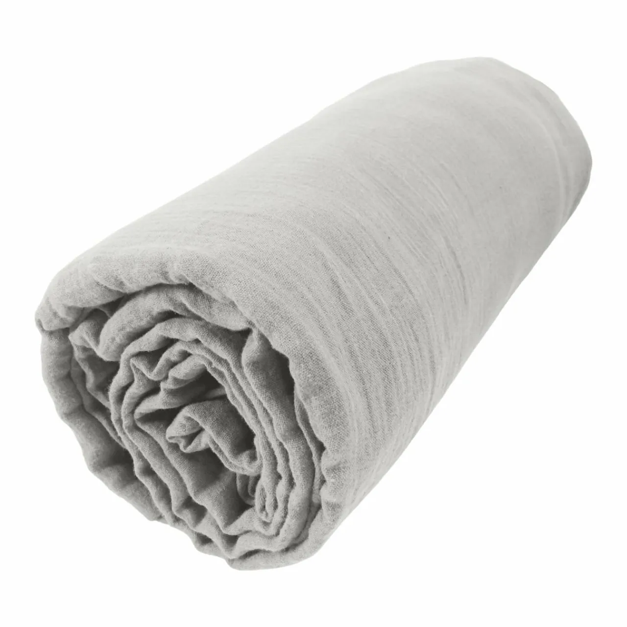 Drap Housse|EMINZA Drap housse gaze de coton (200 x 200 cm) Gaïa Gris nuage Gris clair