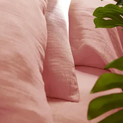 Drap Housse|EMINZA Drap housse gaze de coton (160 x 200 cm) Gaïa Rose Pêche